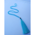 Long Crystal Tassel Necklace W/Freshwater