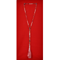 Long Beaded Lariat Tassel Necklace W/Pearls