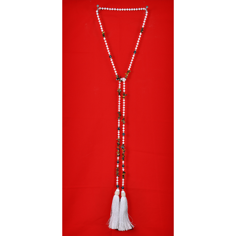 Long Beaded Lariat Tassel Necklace W/Pearls