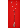 Long Beaded Lariat Tassel Necklace W/Pearls