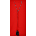 Long Beaded Lariat Tassel Necklace Black Pearl