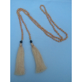 Long Beaded Lariat Tassel Necklace Gold Pearls