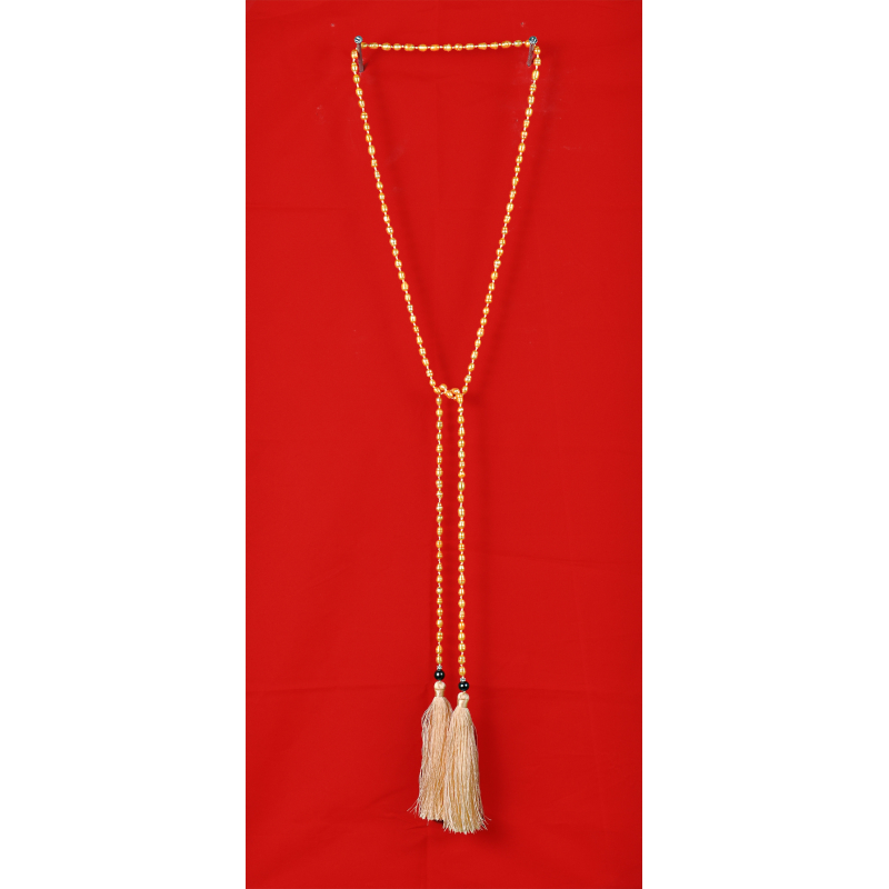 Long Beaded Lariat Tassel Necklace Gold Pearls