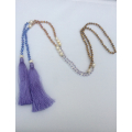 Long Beaded Lariat Tassel Necklace Freshwater