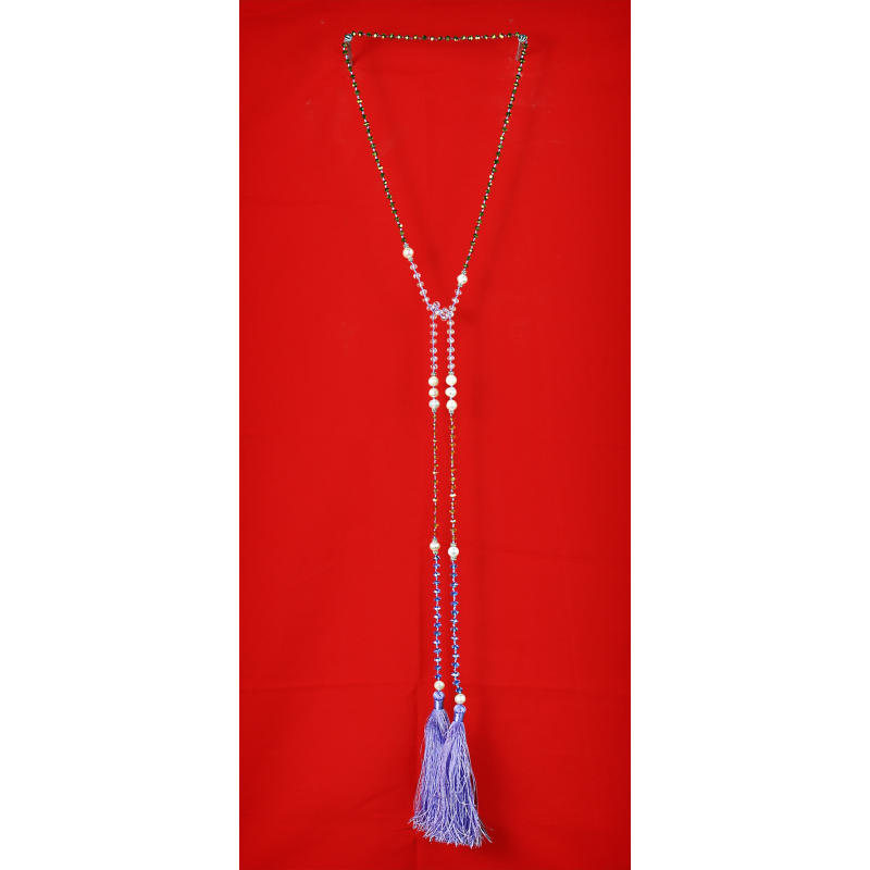 Long Beaded Lariat Tassel Necklace Freshwater