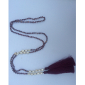 Long Beaded Lariat Tassel Necklace Freshwater