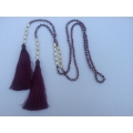 Long Beaded Lariat Tassel Necklace Freshwater