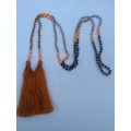 Long Beaded Lariat Tassel Necklace Freshwater