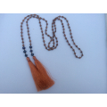 Long Beaded Lariat Tassel Necklace W/Pearls