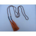 Long Beaded Lariat Tassel Necklace W/Pearls