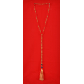 Long Beaded Lariat Tassel Necklace W/Pearls