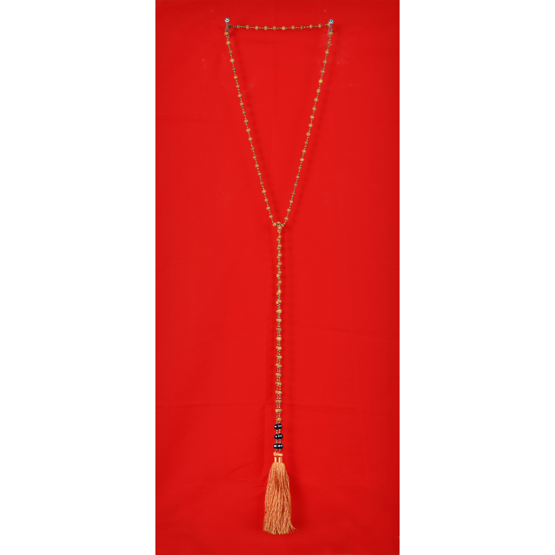 Long Beaded Lariat Tassel Necklace W/Pearls