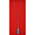 Long Beaded Lariat Tassel Necklace W/Pearls