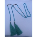 Long Beaded Lariat Tassel Necklace with Pearl