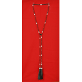 Long Beaded Lariat Tassel Necklace W/Pearls