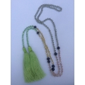 Long Beaded Lariat Tassel Necklace with Pearl