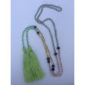 Long Beaded Lariat Tassel Necklace W/Pearls