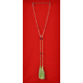 Long Beaded Lariat Tassel Necklace W/Pearls