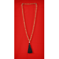 Wooden Tassel Necklace With Pearls