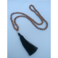 Wooden Tassel Necklace With Pearls