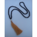 Wooden Tassel Necklace With Pearls