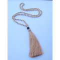 Wooden Tassel Necklace With Pearls