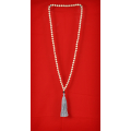 Wooden Tassel Necklace With Pearls