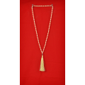 Wooden Tassel Necklace With Pearls