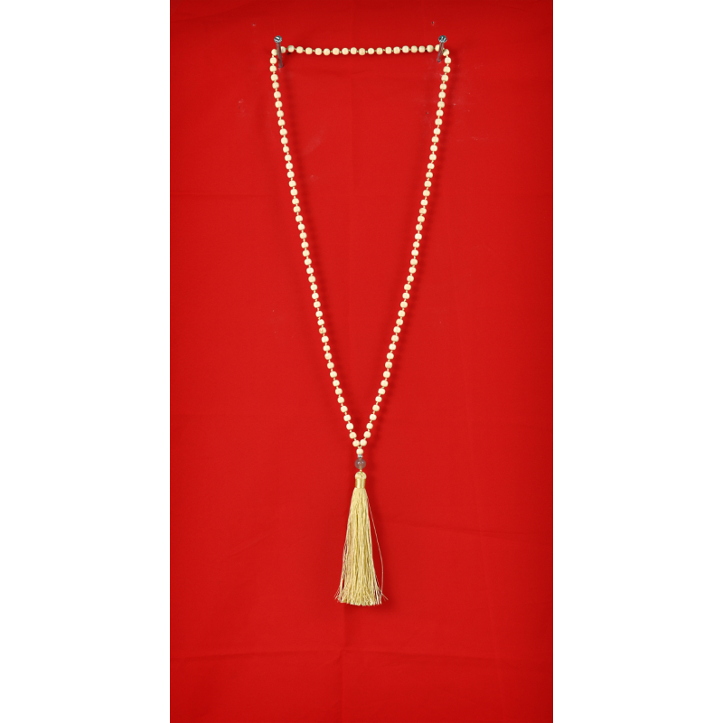 Wooden Tassel Necklace With Pearls