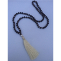 Wooden Tassel Necklace With Pearls