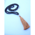 Wooden Tassel Necklace With Pearls