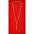 Wooden Tassel Necklace With Pearls