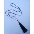 Long Tassel Necklace With Pearls And Bodhi Seeds