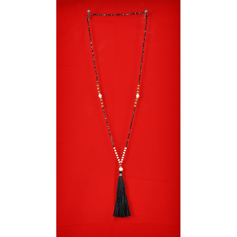 Long Tassel Necklace With Pearls And Bodhi Seeds