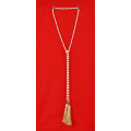 Long White Pearl Lariat Tassel Necklace