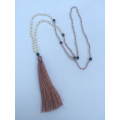 Long Tassel Necklace With Mini Pearls