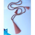 Hand-Woven Long Wooden Tassel Necklace