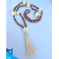 Hand-Woven Long Wooden Tassel Necklace