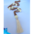 Hand-Woven Long Wooden Tassel Necklace