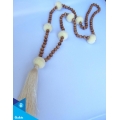 Hand Knotted Long Wooden Tassel Necklaces