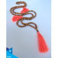 Hand-Woven Long Wooden Tassel Necklace