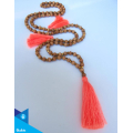 Hand-Woven Long Wooden Tassel Necklace