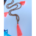 Hand-Woven Long Wooden Tassel Necklace