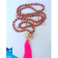 Hand-Woven Long Wooden Tassel Necklace