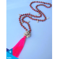 Hand-Woven Long Wooden Tassel Necklace