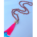 Hand-Woven Long Wooden Tassel Necklace