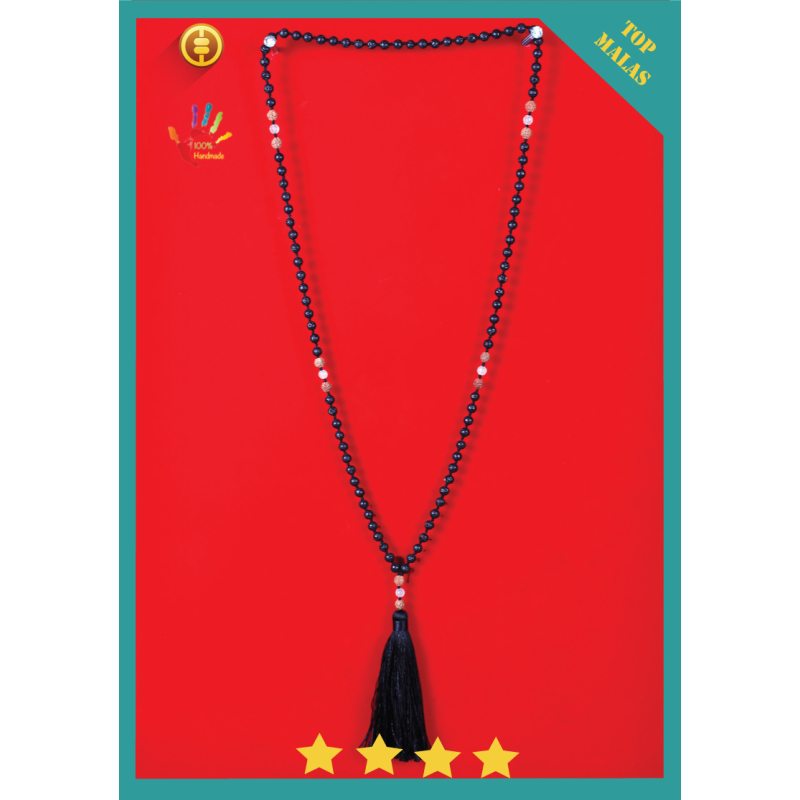 Top Mala 108 Lava Stone Long Hand Knot Necklace