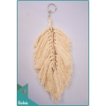 Boho Macrame Feather With Cowrie Shell Keychain