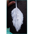 White Bohemian Lace Feather Keychain