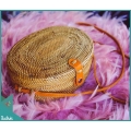 Natural Oval Rattan Bag With Strap